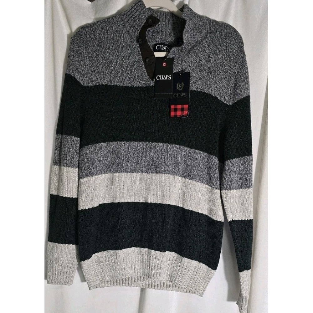 CHAPS - MEN - SWEATER - OAK - 1/4 BUTTON - SIZE SMALL